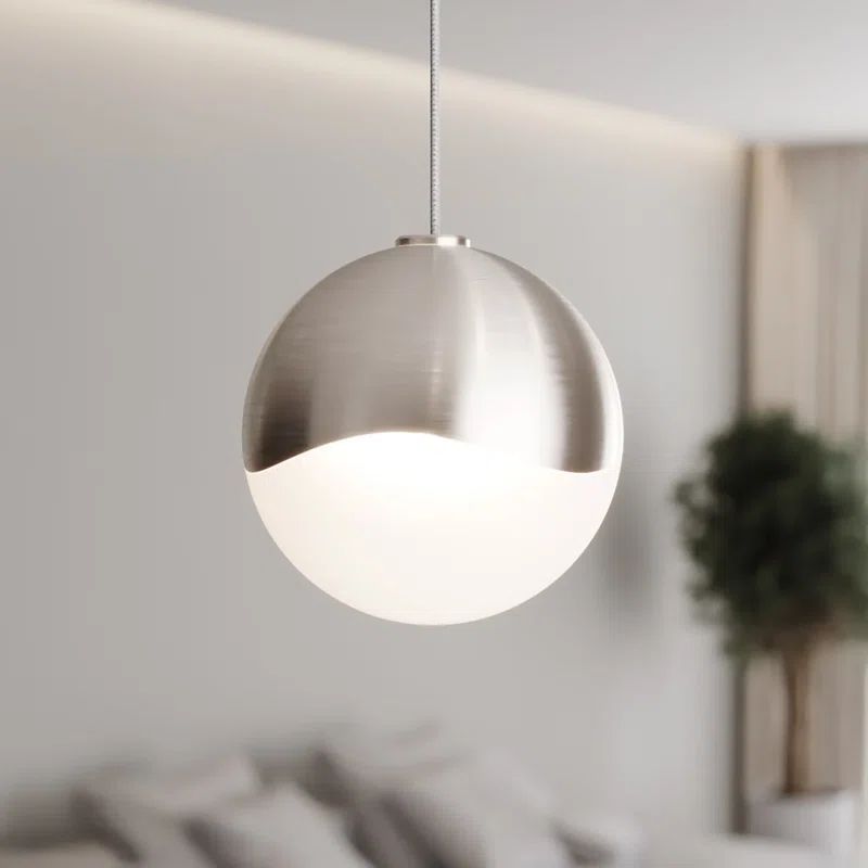 Satin Nickel 2.5" LED Glass Pendant Light