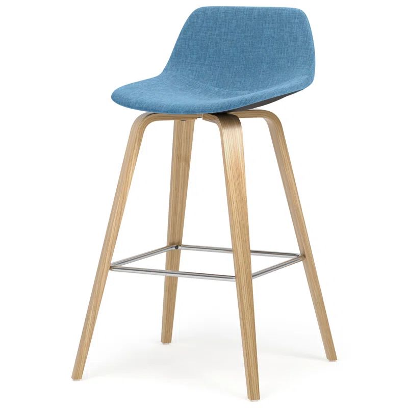 Randolph Medium Blue Upholstered Counter Stool with Metal Frame