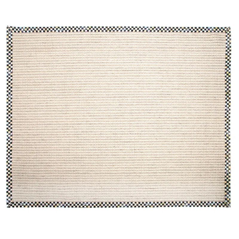 Handmade Black and Beige Wool Cotton 8' x 10' Rug