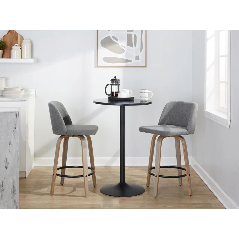 Toriano Gray Swivel Upholstered Wood Counter Stool Set