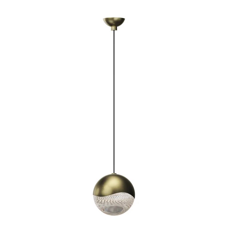 Luminous Crystal LED Globe Pendant in Satin Nickel and Brass