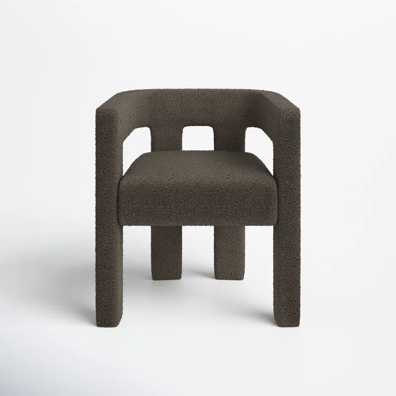 Brown Boucle Upholstered Low Arm Chair with Manufactured Wood Frame
