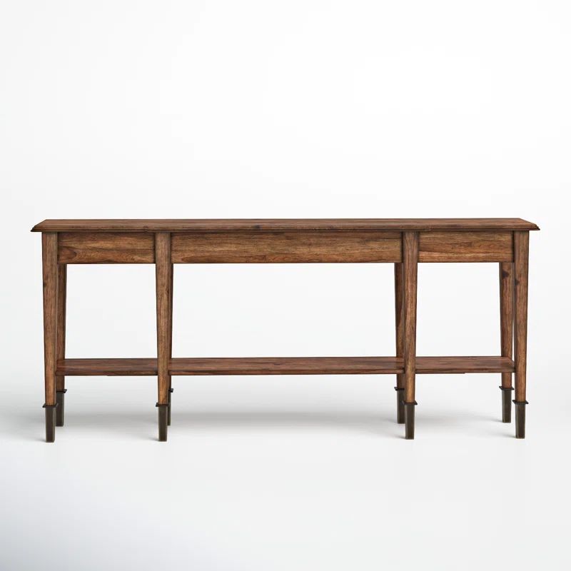 Traditional Brown Solid Wood Rectangular Console Table with Storage