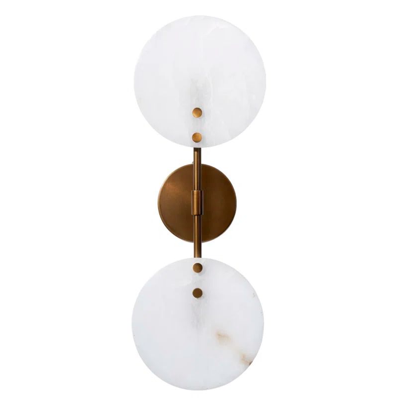 Antique Brass and Alabaster Double Disc Sconce