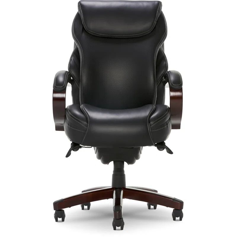 Ergonomic High-Back Black Leather Executive Swivel Chair with AIR Lumbar Support