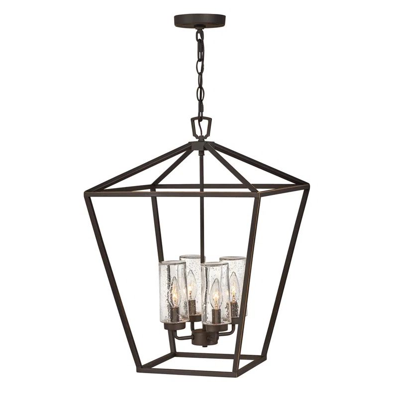 Alford Place 4-Light Oil Rubbed Bronze Outdoor LED Lantern with Clear Seedy Glass