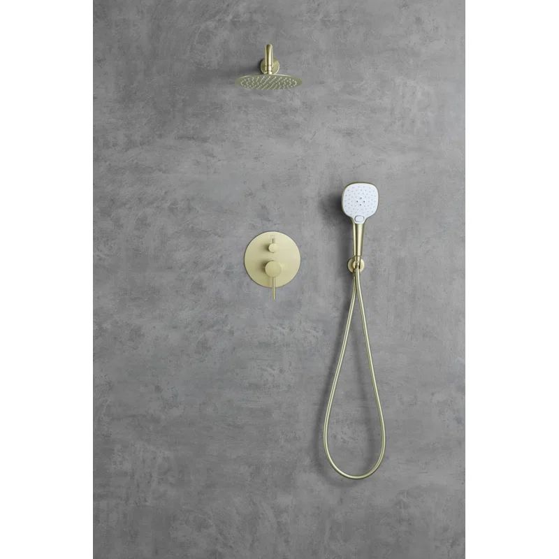 Brushed Gold Brass Handheld Wall Mounted Shower System