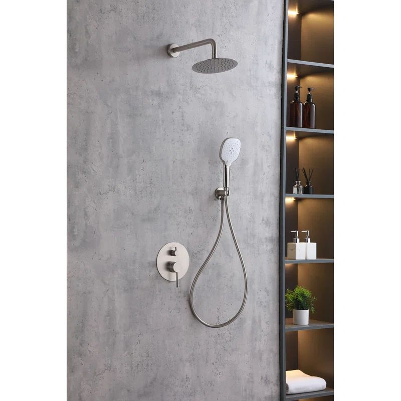 Brushed Nickel Dual Shower System with Handheld and Wall Mount