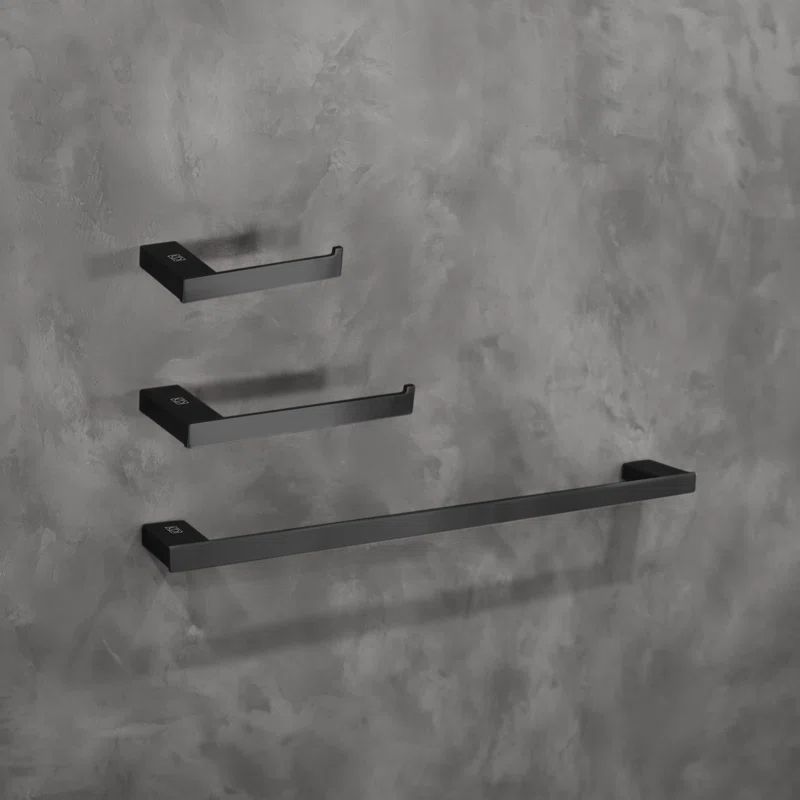 Matte Black Stainless Steel 3-Piece Bathroom Hardware Set