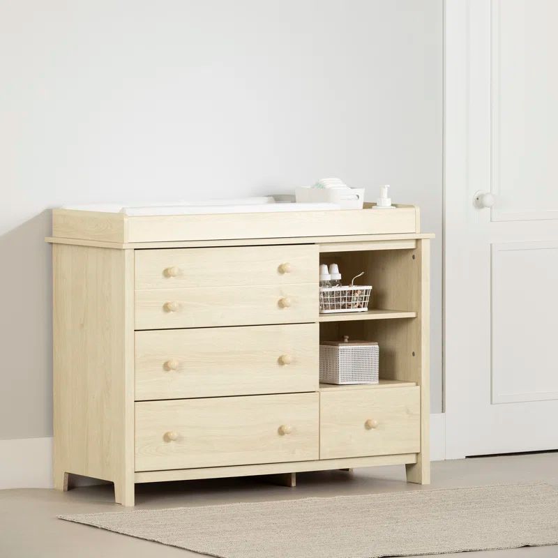 Bleached Oak Nursery Changing Table Dresser with Drawers