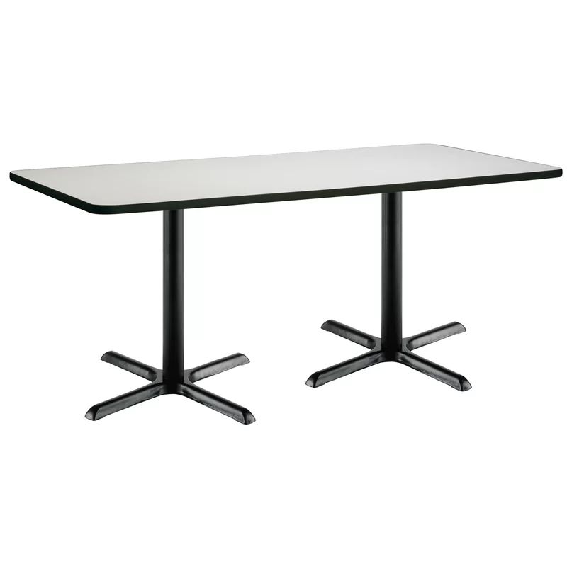 72" Crisp Linen Top Breakroom Table with Black X-Base