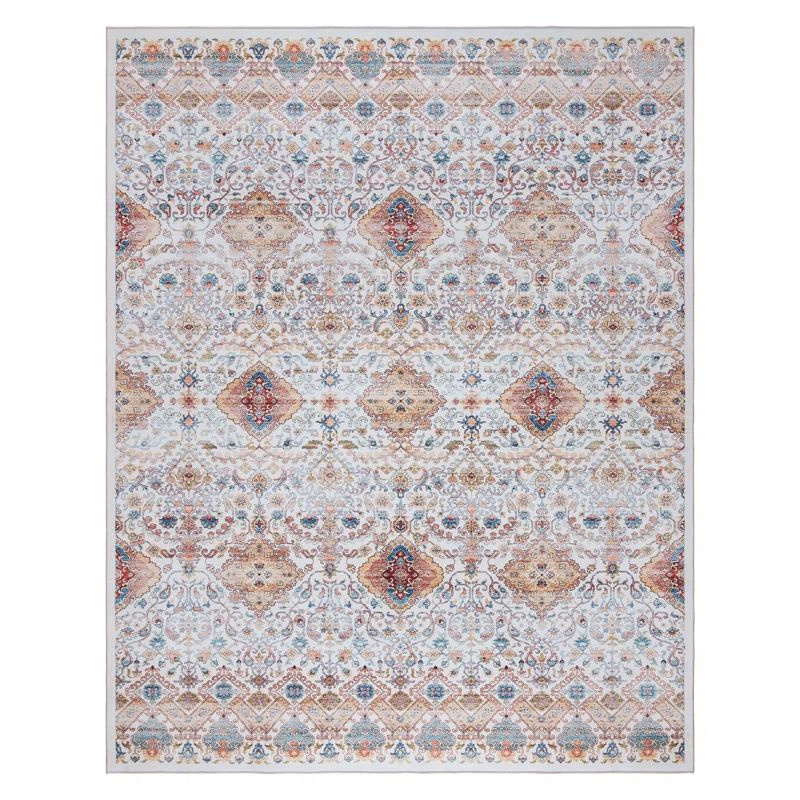 Ivory and Tan 5' x 7' Washable Polyester Area Rug