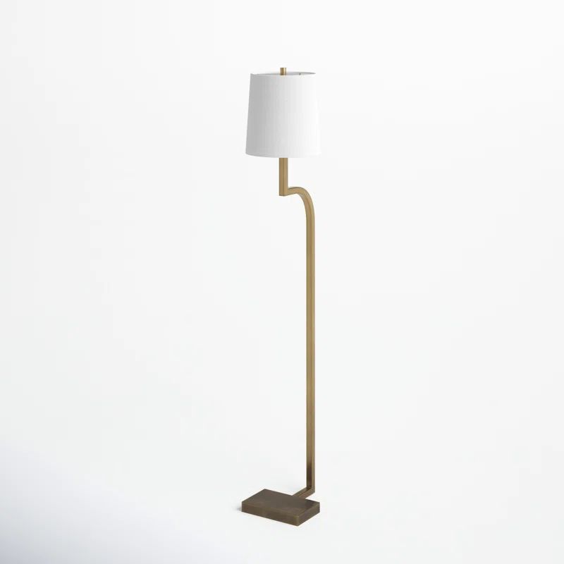 Gold and White Iron 52.75'' Floor Lamp