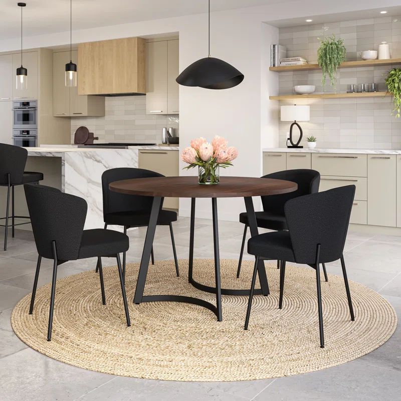 Joelle 5 - Piece Solid Wood Top Double Pedestal Dining Set