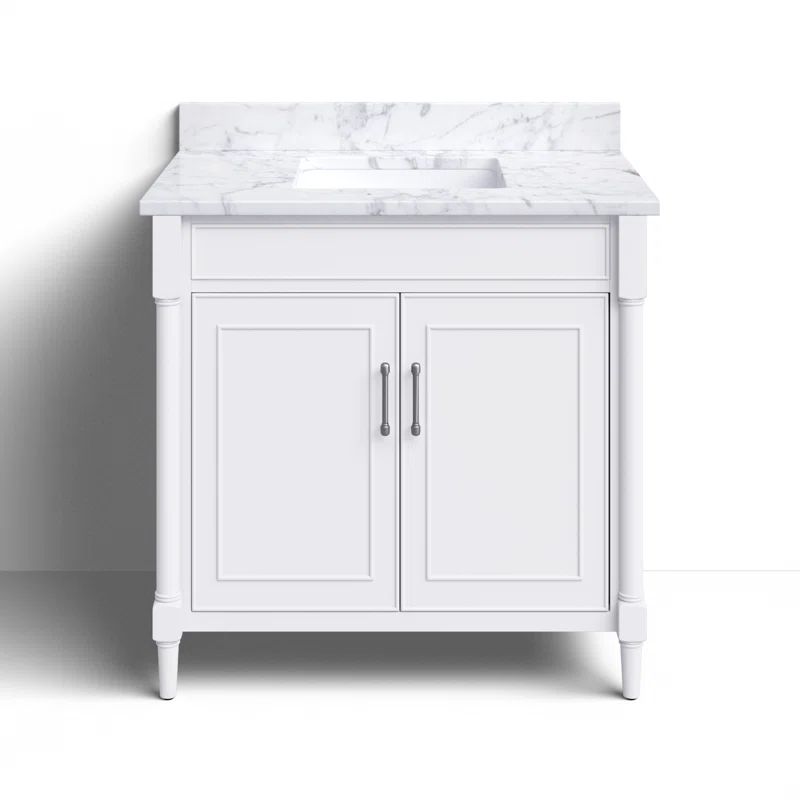 Selene 37'' Elegant White Single Freestanding Bathroom Vanity