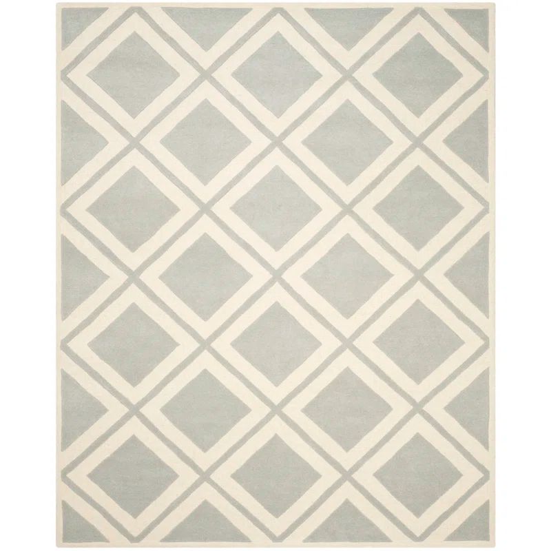 Handmade Gray Chevron Wool 6' x 9' Tufted Area Rug