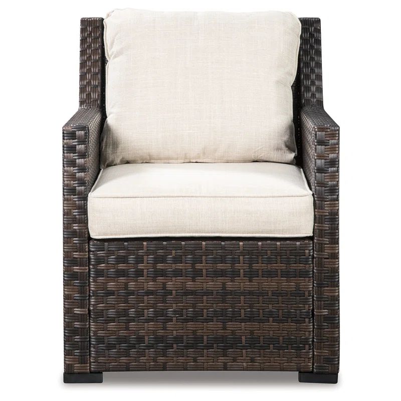 Elegant Transitional Beige & Brown Lounge Chair with Cushions