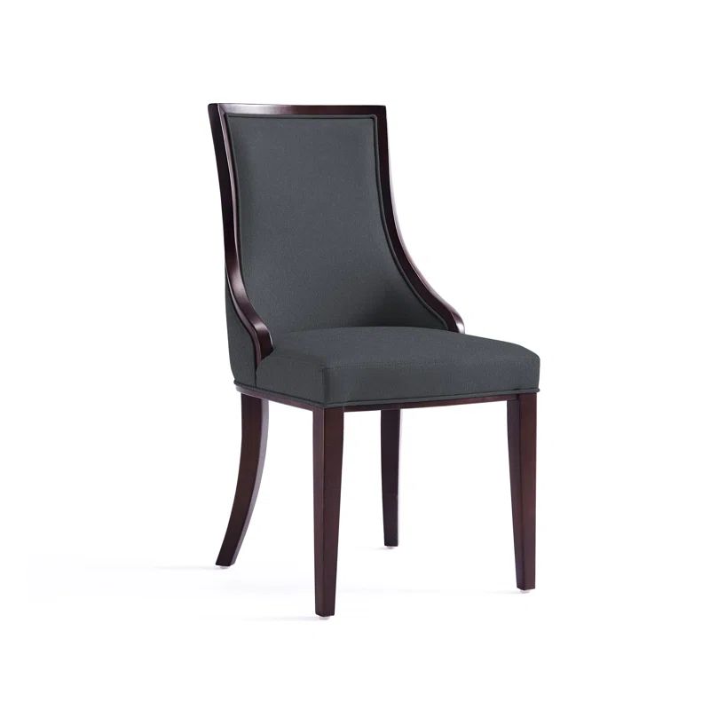 Elegant Light Gray Faux Leather Upholstered Side Chair with Wood Frame