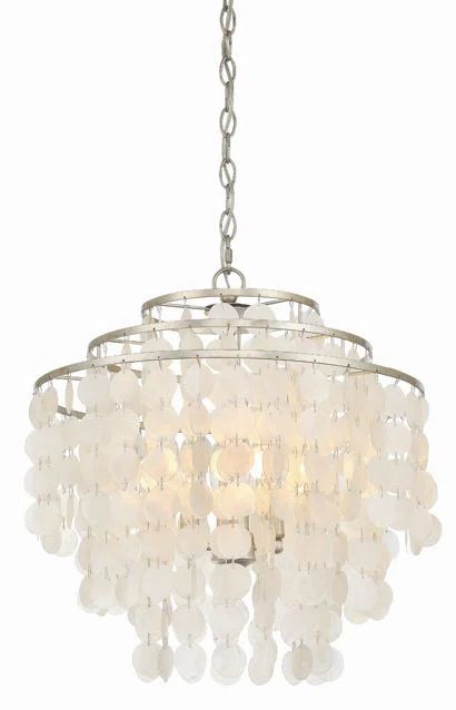 Antique Silver Mini 4-Light Crystal Candle Chandelier
