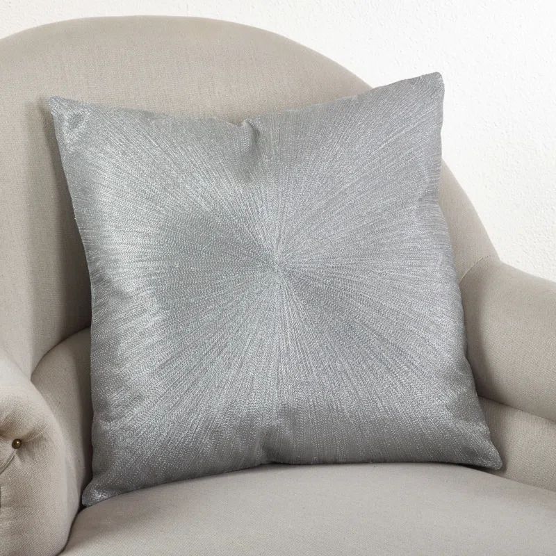 20" Square Silver Cotton Starburst Throw Pillow
