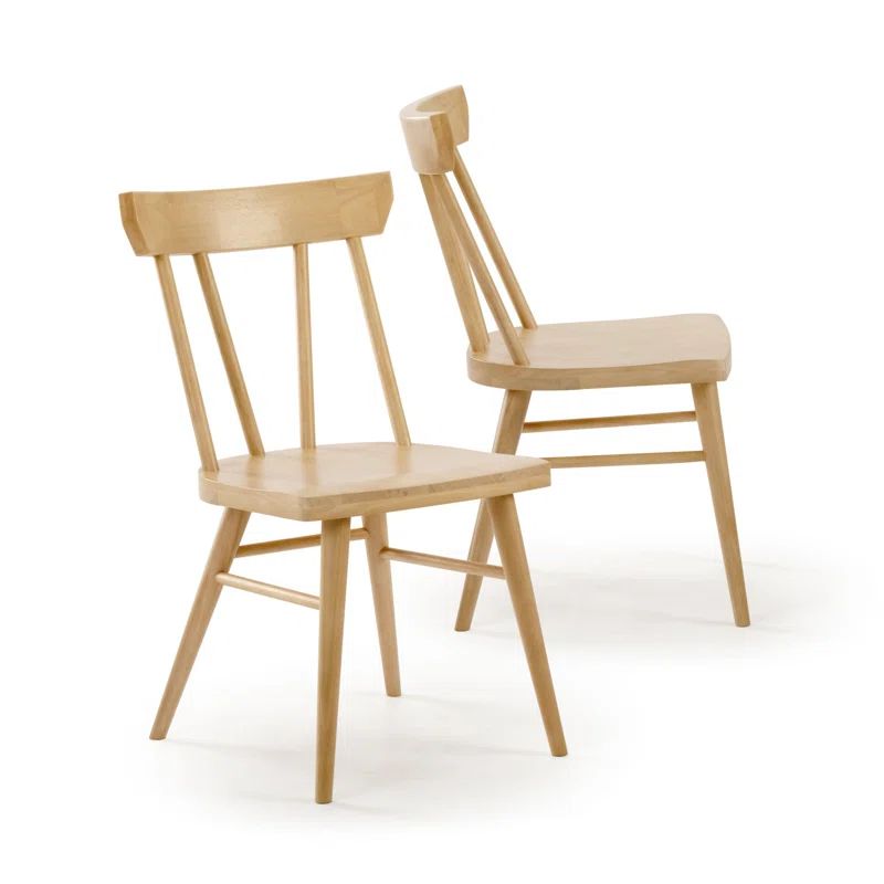 Blonde Solid Wood Windsor Dining Chair Set