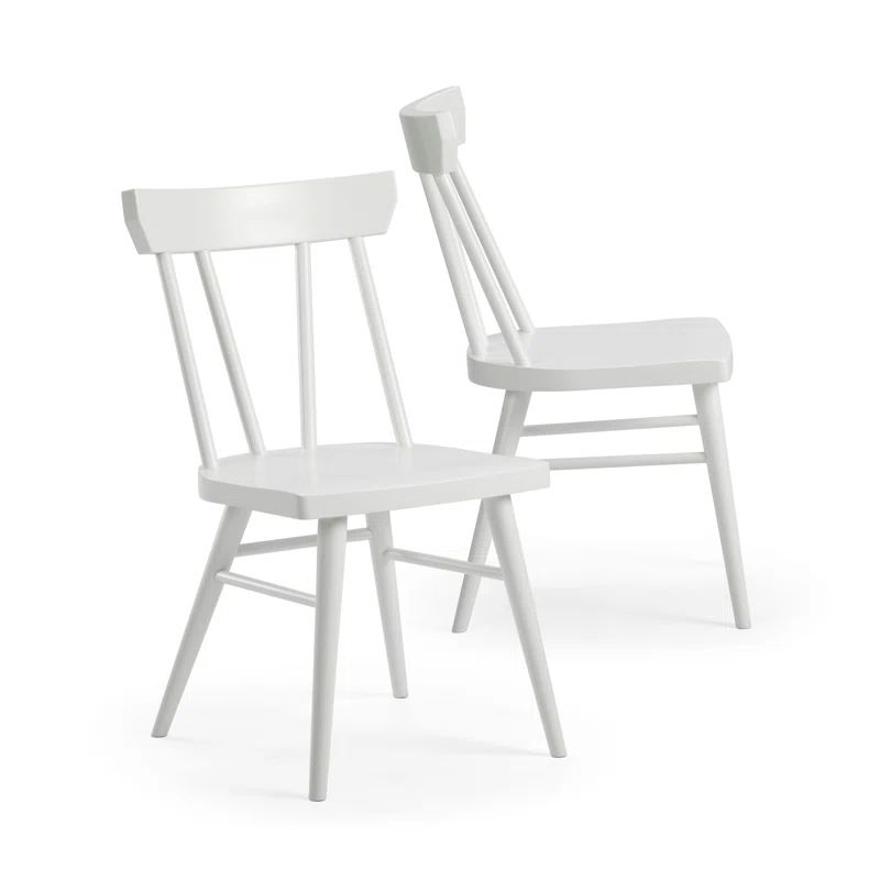White Windsor Wood and Metal Dining Chairs, Set of 2