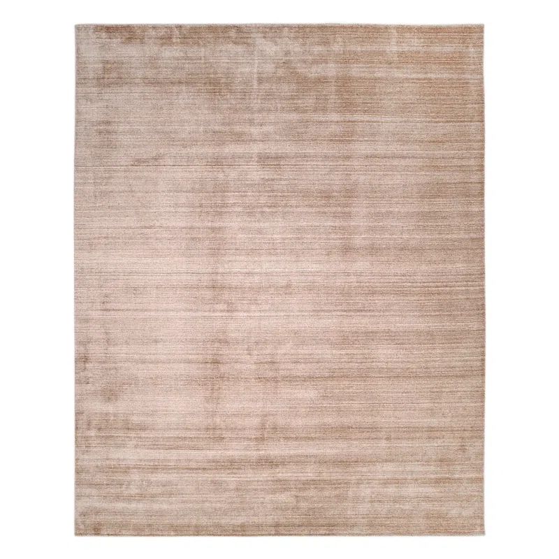 Solo Harbor Hand-Knotted Caramel Stripe Wool-Viscose 9' x 12' Area Rug
