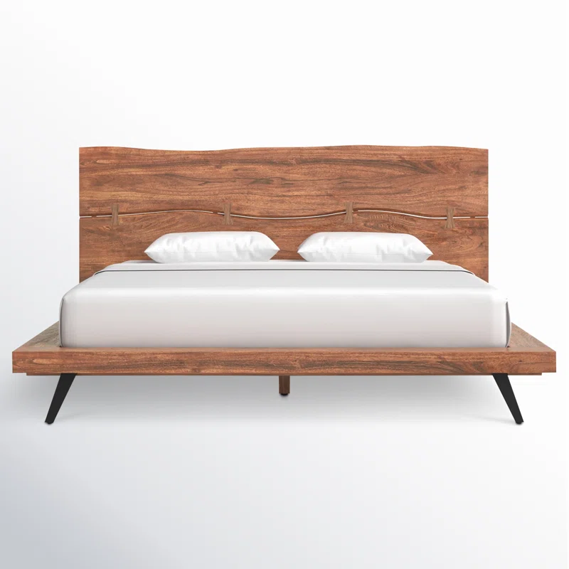 Madagascar King-Sized Contemporary Brown Wood Platform Bed