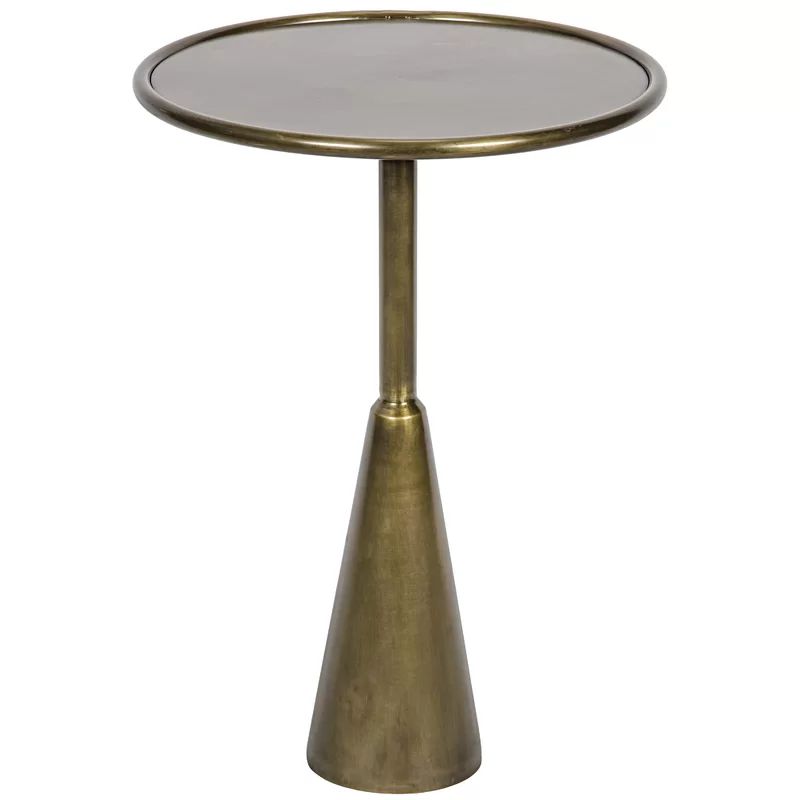 Antique Brass Round Hiro Accent Table, 17in Diameter