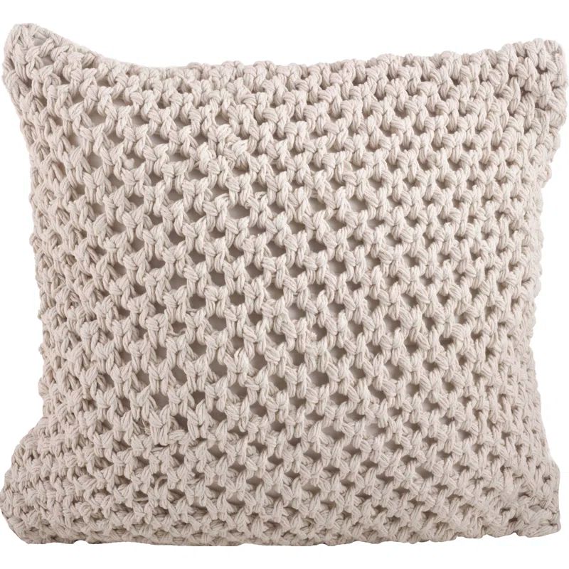 Vanilla Knitted Cotton Square Throw Pillow Set