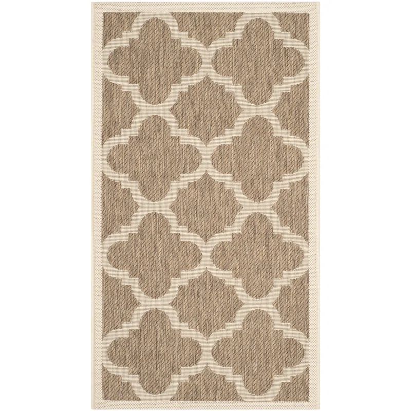 Modern Easy-Care Brown Synthetic Rectangular Rug, 2' x 3'7"