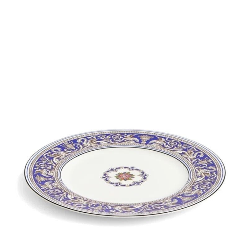 Blue and White Handcrafted Porcelain Dinner Plate