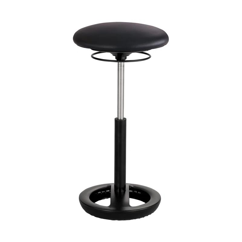 Black Adjustable Height Industrial Stool with Vinyl Seat