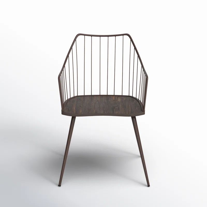 Winston Farmhouse Dark Brown Metal & Walnut Wood Accent Chair