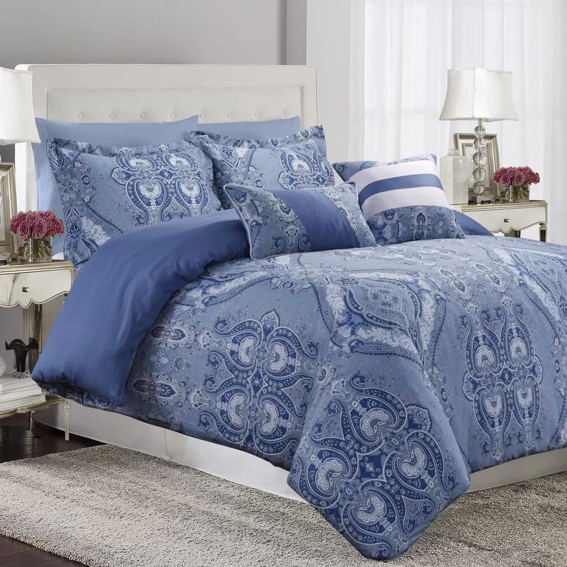 Atlantis Blue Cotton Sateen Queen Duvet Cover Set