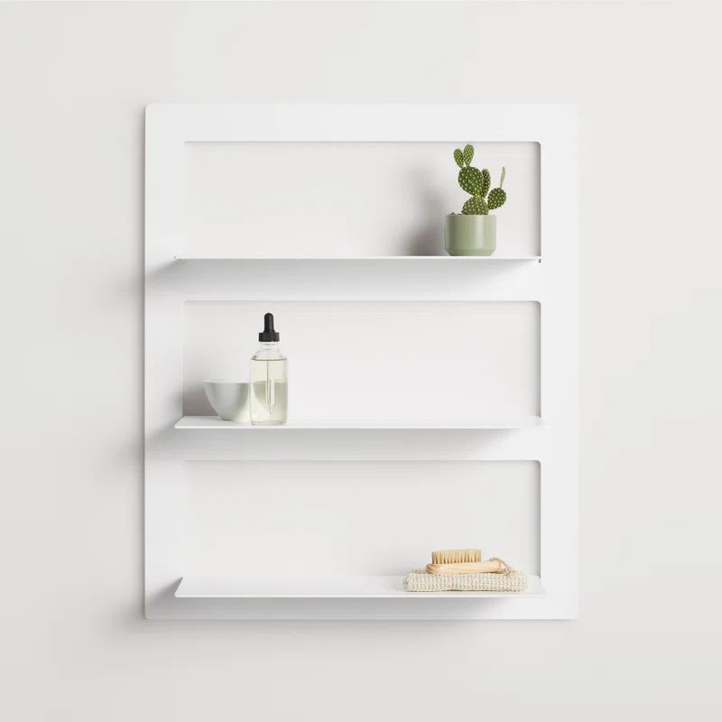 White Powder-Coated Metal Wall-Mounted Shelf