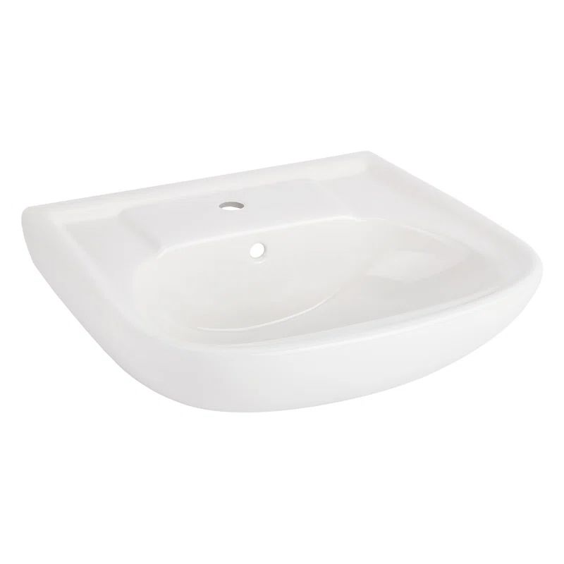 23" White Ceramic Rectangular Wall Mount Bathroom Sink with Overflow