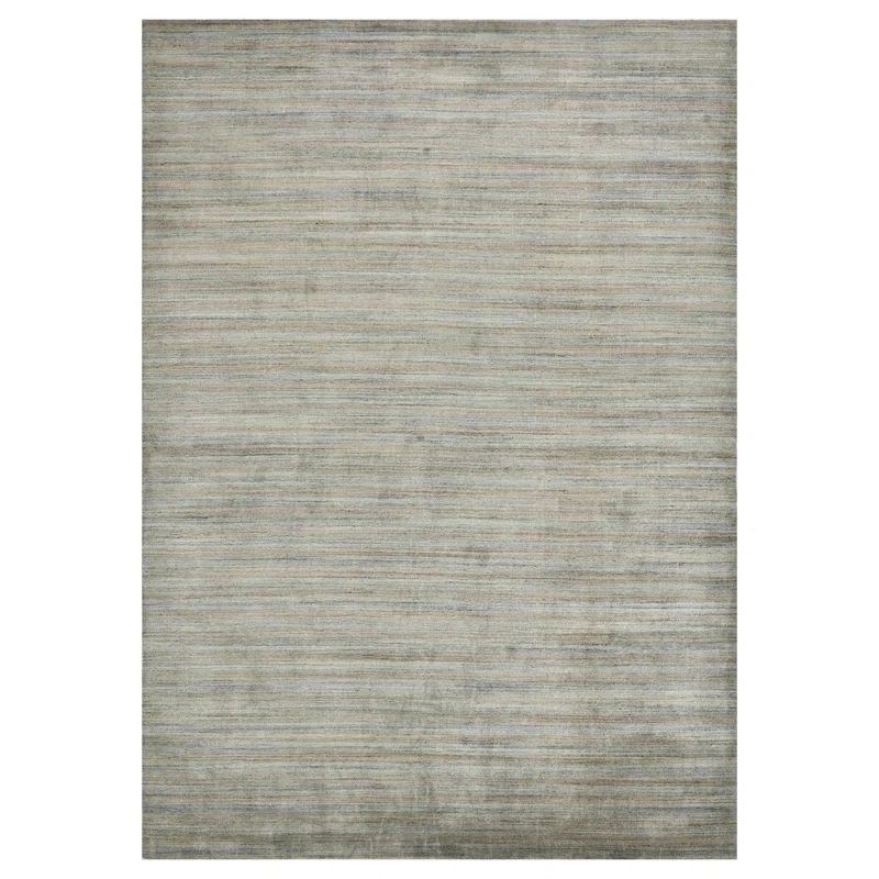 Gray and Black Handwoven Wool and Viscose Area Rug