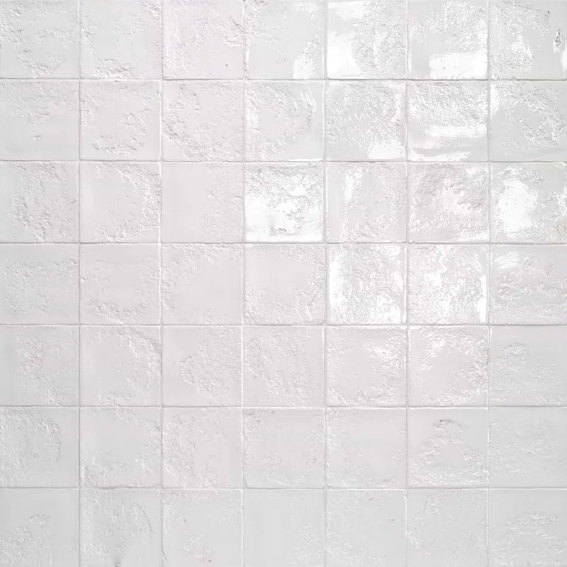 Glossy White Textured Ceramic 5x5 Wall Tile