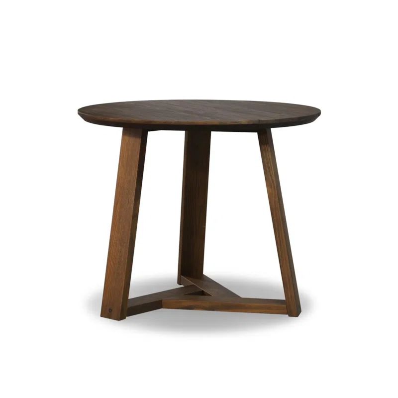 Cascais 36" Brown Oak Round Dining Table with Japandi Base