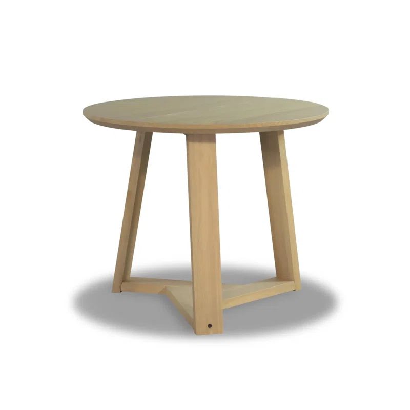 Blonde Oak 36" Round Dining Table with Japandi Base