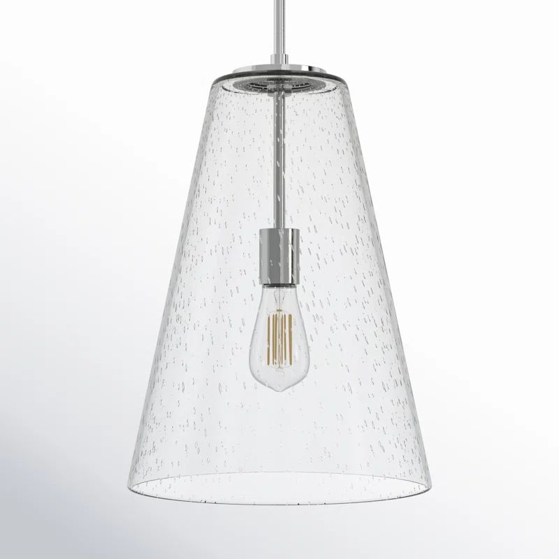 Polished Nickel Glass LED Single Pendant Light