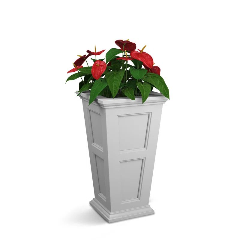 White Tall Polyethylene Outdoor Patio Planter