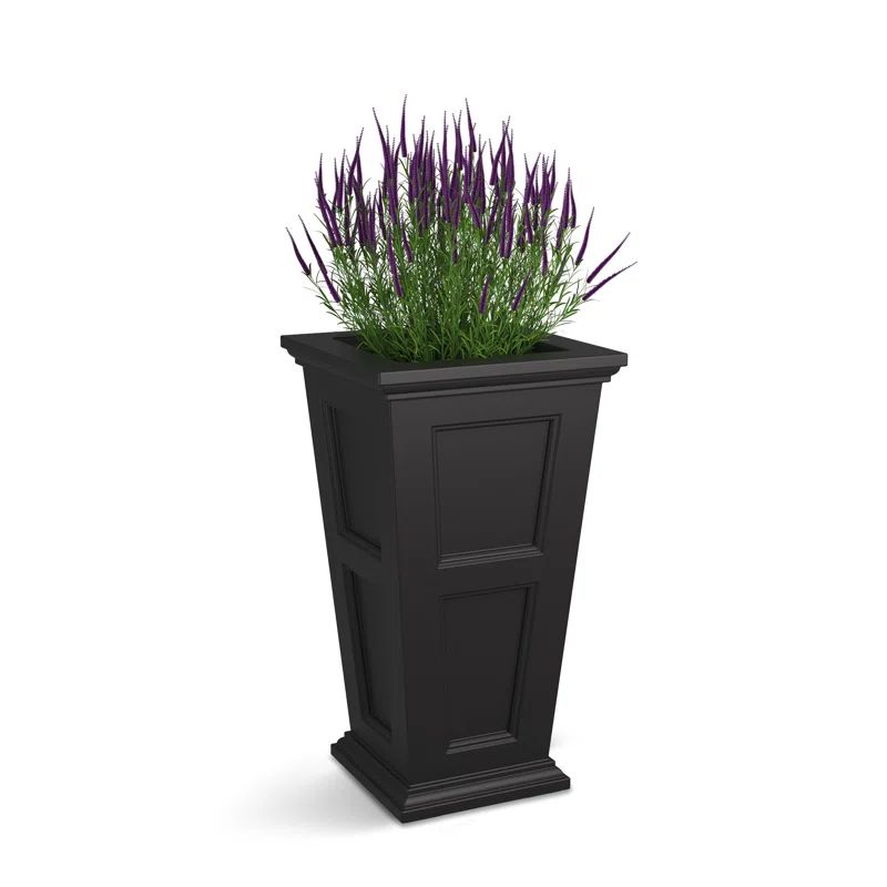 Black 28" Polyethylene Tall Outdoor Planter