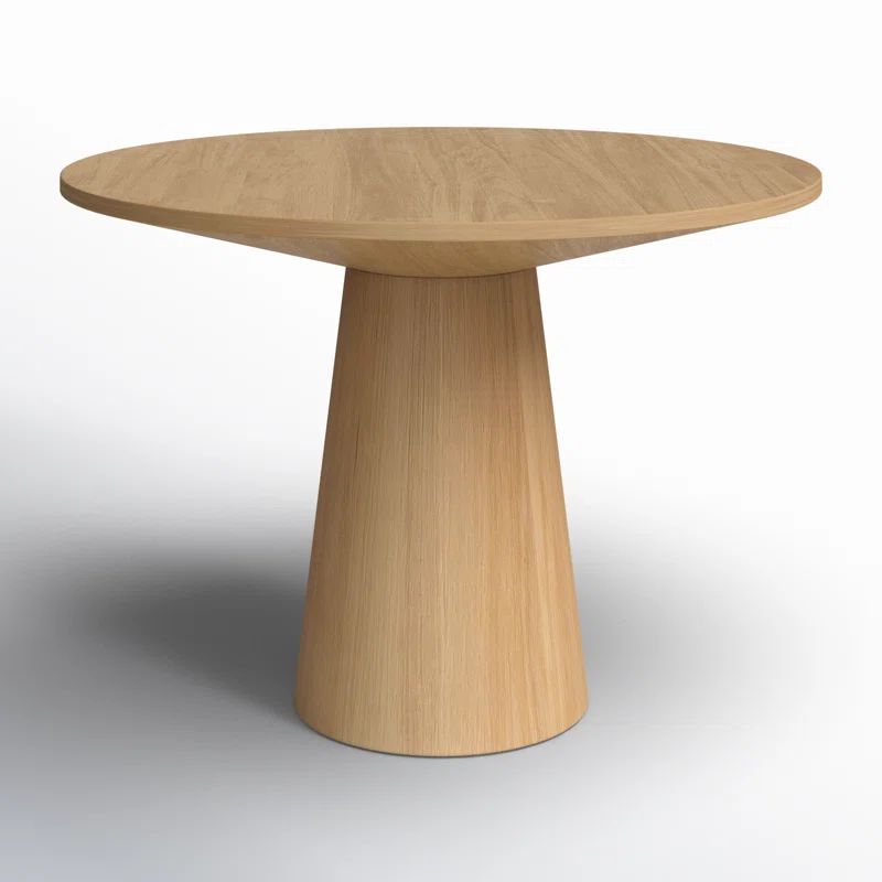 Natural Round Pedestal Coffee Table with Solid Wood Top