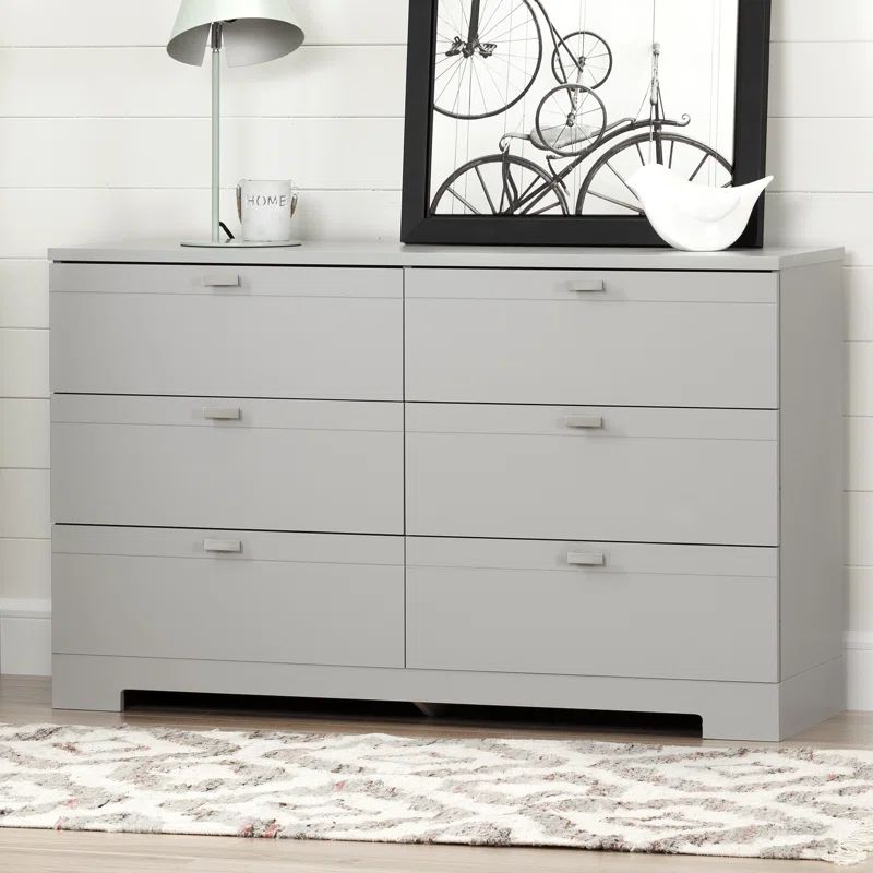 Soft Gray Nursery Double Dresser with Extra Deep Soft Close Drawers