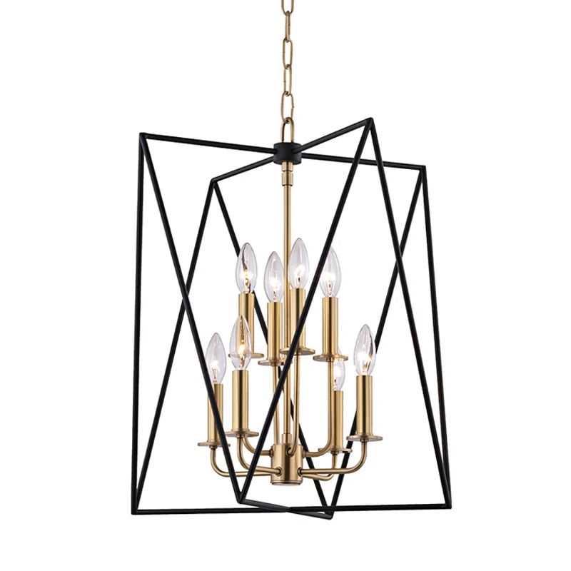 Aged Brass 8-Light Geometric Indoor/Outdoor Chandelier