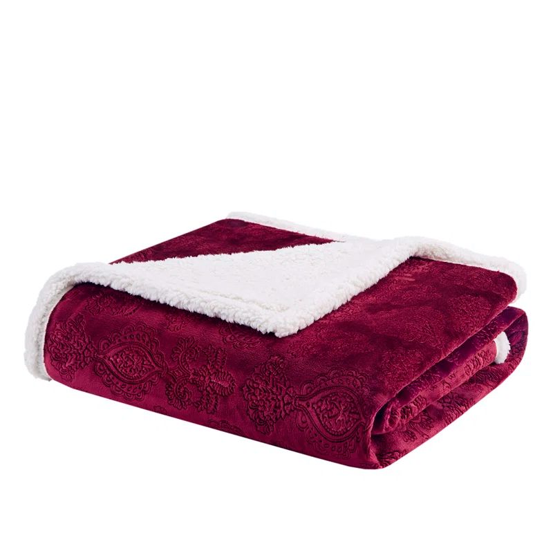 Burgundy Oversized Textured Plush Reversible Throw