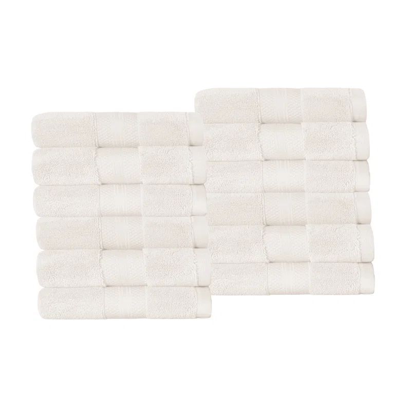 Ivory Ultra-Plush Turkish Cotton Washcloth Set - 12 Pack