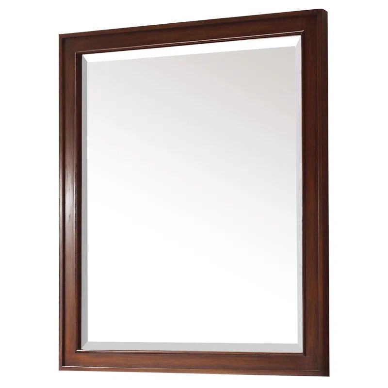 Walnut Rectangular Wood Framed Bathroom Vanity Mirror